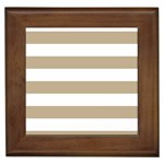 Horizontal Stripes - White and Khaki Brown Framed Tile