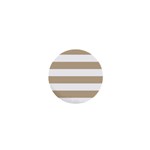 Horizontal Stripes - White and Khaki Brown 1  Mini Magnet
