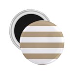 Horizontal Stripes - White and Khaki Brown 2.25  Magnet
