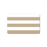 Horizontal Stripes - White and Khaki Brown Magnet (Name Card)