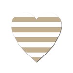 Horizontal Stripes - White and Khaki Brown Magnet (Heart)