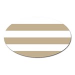 Horizontal Stripes - White and Khaki Brown Magnet (Oval)