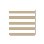 Horizontal Stripes - White and Khaki Brown Magnet (Square)