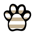 Horizontal Stripes - White and Khaki Brown Magnet (Paw Print)