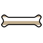 Horizontal Stripes - White and Khaki Brown Magnet (Dog Bone)