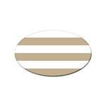 Horizontal Stripes - White and Khaki Brown Sticker Oval (100 pack)