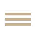 Horizontal Stripes - White and Khaki Brown Sticker Rectangular (100 pack)