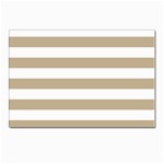 Horizontal Stripes - White and Khaki Brown Postcard 4  x 6 
