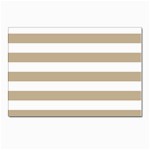 Horizontal Stripes - White and Khaki Brown Postcards 5  x 7  (Pkg of 10)
