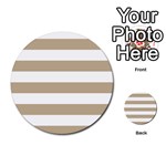 Horizontal Stripes - White and Khaki Brown Multi-purpose Cards (Round)