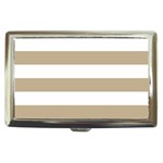 Horizontal Stripes - White and Khaki Brown Cigarette Money Case