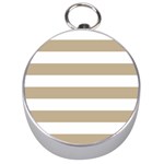 Horizontal Stripes - White and Khaki Brown Silver Compass