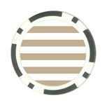 Horizontal Stripes - White and Khaki Brown Poker Chip Card Guard