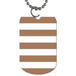 Horizontal Stripes - White and French Beige Dog Tag (One Side)