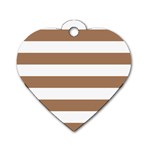 Horizontal Stripes - White and French Beige Dog Tag Heart (One Side)