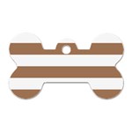 Horizontal Stripes - White and French Beige Dog Tag Bone (One Side)