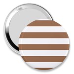 Horizontal Stripes - White and French Beige 3  Handbag Mirror