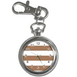 Horizontal Stripes - White and French Beige Key Chain Watch