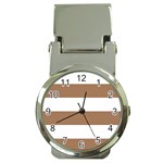 Horizontal Stripes - White and French Beige Money Clip Watch