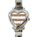 Horizontal Stripes - White and French Beige Heart Italian Charm Watch