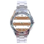 Horizontal Stripes - White and French Beige Stainless Steel Analogue Watch