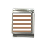 Horizontal Stripes - White and French Beige Italian Charm (13mm)