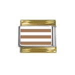 Horizontal Stripes - White and French Beige Gold Trim Italian Charm (9mm)