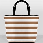 Horizontal Stripes - White and French Beige Bucket Bag