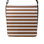 Horizontal Stripes - White and French Beige Flap Closure Messenger Bag (L)