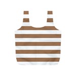 Horizontal Stripes - White and French Beige Full Print Recycle Bag (S)