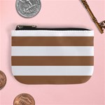 Horizontal Stripes - White and French Beige Mini Coin Purse