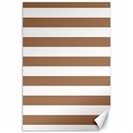 Horizontal Stripes - White and French Beige Canvas 12  x 18 