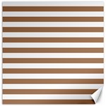 Horizontal Stripes - White and French Beige Canvas 20  x 20 