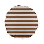 Horizontal Stripes - White and French Beige Standard 15  Premium Round Cushion