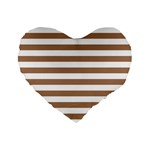 Horizontal Stripes - White and French Beige Standard 16  Premium Flano Heart Shape Cushion