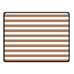 Horizontal Stripes - White and French Beige Fleece Blanket (Small) (One Side)