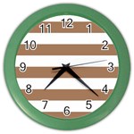 Horizontal Stripes - White and French Beige Color Wall Clock