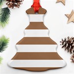 Horizontal Stripes - White and French Beige Christmas Tree Ornament (Two Sides)