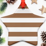 Horizontal Stripes - White and French Beige Star Ornament (Two Sides)