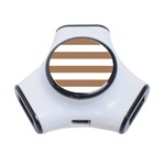 Horizontal Stripes - White and French Beige Portable USB Hub (One Side)