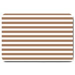 Horizontal Stripes - White and French Beige Large Doormat