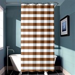 Horizontal Stripes - White and French Beige Shower Curtain 36  x 72  (Stall)