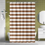 Horizontal Stripes - White and French Beige Shower Curtain 48  x 72  (Small)