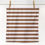 Horizontal Stripes - White and French Beige Face Towel