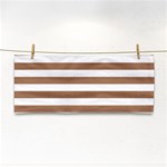 Horizontal Stripes - White and French Beige Hand Towel