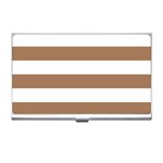 Horizontal Stripes - White and French Beige Business Card Holder