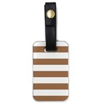 Horizontal Stripes - White and French Beige Luggage Tag (One Side)