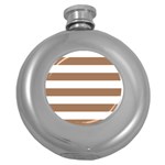 Horizontal Stripes - White and French Beige Hip Flask (5 oz)
