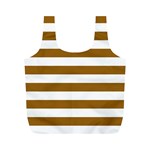 Horizontal Stripes - White and Golden Brown Full Print Recycle Bag (M)