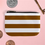 Horizontal Stripes - White and Golden Brown Mini Coin Purse